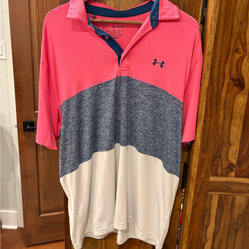 Under Armour Vibrant Pink and Navy Polo